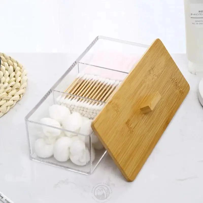 Acrylic Organizer With Bamboo Lid Storage Organizer Household Storage Containers