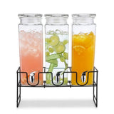 3-Piece Glass Juice Dispenser Set 2.3L Each Drink Dispenser Set Beverage Dispensers
