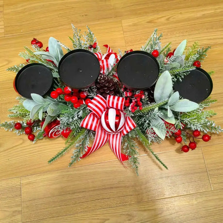 55cm Christmas 4-Candle Holder Centrepiece Christmas Candle Holder Centrepiece Candle Holders