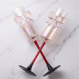 Pink Bow Champagne Flutes 180ml Set