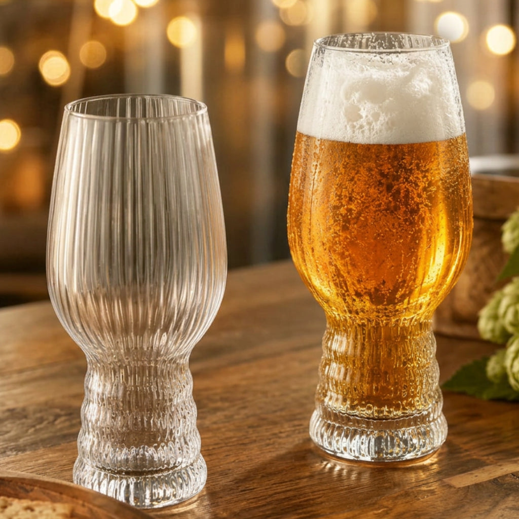 Stackable Ribbed Tulip Drinking Glasses