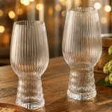 Stackable Ribbed Tulip Drinking Glasses