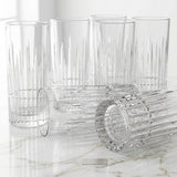 Thick-Bottomed Embossed Glass Drinking Cups, 350ml, Set of 6