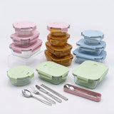 3-in-1 Glass Lunch Box Set with Thermal Bag and Cutlery