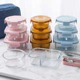 3-in-1 Glass Lunch Box Set with Thermal Bag and Cutlery
