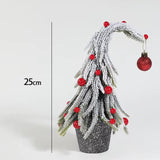 Snow-Covered Mini Christmas Trees with Wooden Base
