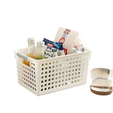 White Medium Plastic Storage Basket with Handles – 30x21x18.5cm | Multi-Purpose Organizer