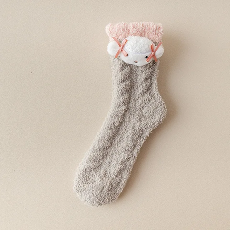 Winter Cute Fluffy Coral Fleece Sleeping Socks for Women – 2pairs
