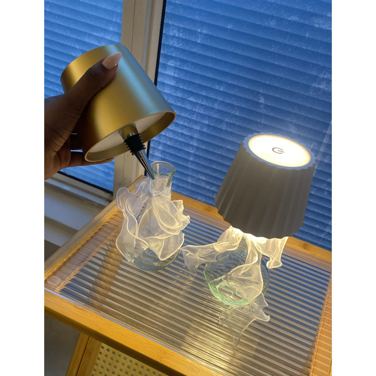 Wireless LED Bottle Lamp with Ribbon USB Rechargeable with 3 Lighting Modes