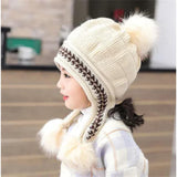 Women's Fleece-Lined and Thickened Knit Pullover Hat Outdoor Windproof Warm Style Headwear