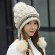 Women's Fleece-Lined and Thickened Knit Pullover Hat Outdoor Windproof Warm Style Headwear