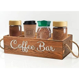 Wooden Coffee & Tea Organizer Elegant Storage For Tea Bags Coffee Pods & Condiments