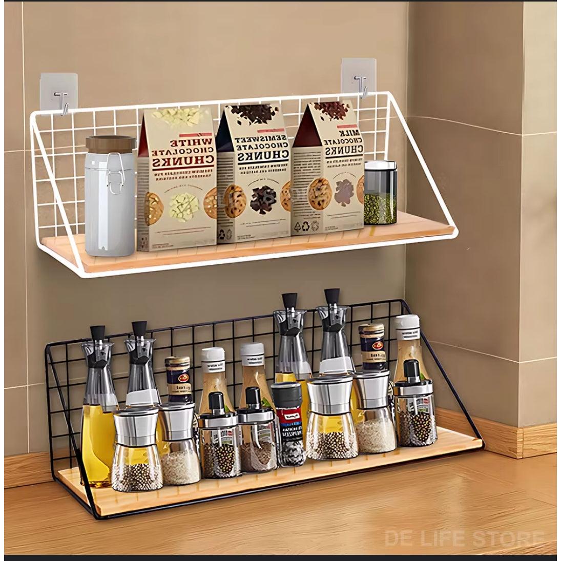 Wooden Spice Rack Wall Mounted Hanging Organizer Kitchen Seasoning Holder/size(14/5.5in*11/4.33in*35/13.78in)