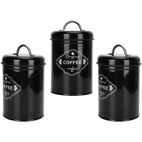 Metallic 3 piece 1.0L Capacity Coffee Storage Canisters with Stainless Steel Handle