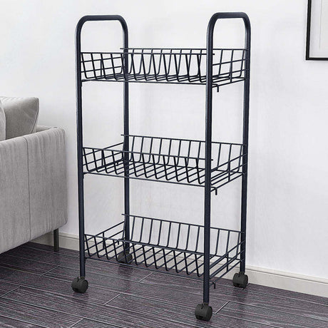 Metallic Organizer Stand with Wheels | 40cm x 26cm x 70cm- Furaha Finds Kenya