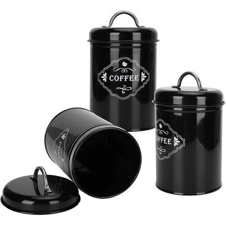 Metallic 3 piece 1.0L Capacity Coffee Storage Canisters with Stainless Steel Handle
