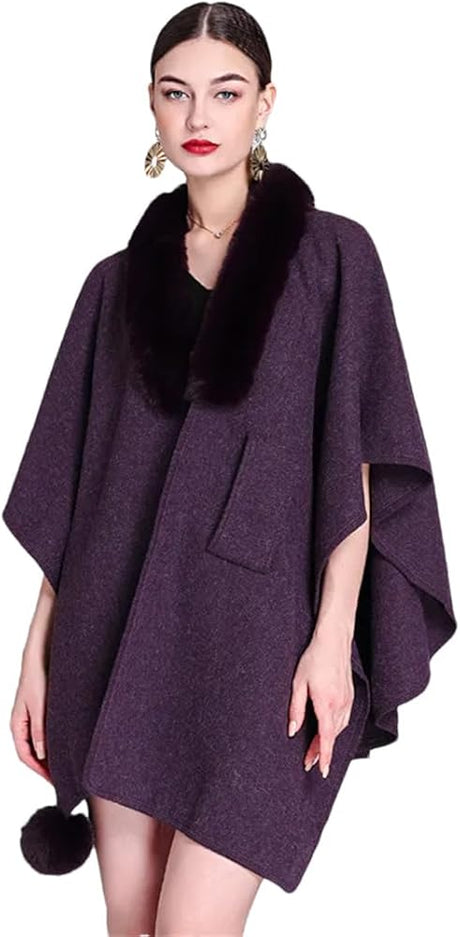 Faux Fur Collar Cape Shawl Cardigan Fashion Accessories Capes