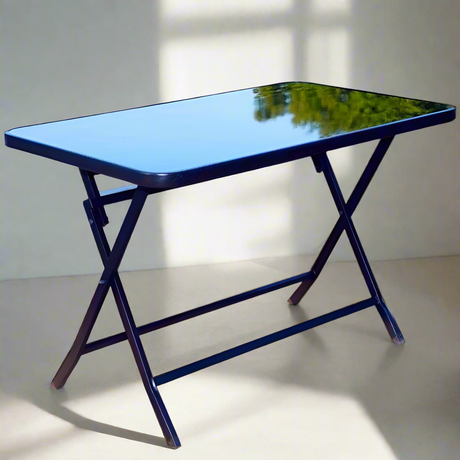Furaha Finds high quality foldable outdoor dining table with tempered glass top portable stylish and perfect for patios gardens and picnics