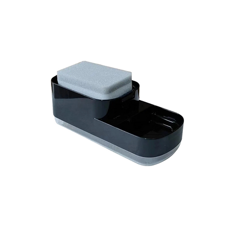 Elegant Nordic Style Soap Holder and Dispenser High Quality Plastic with Free Washing Sponge Black & White- Furaha Finds Kenya
