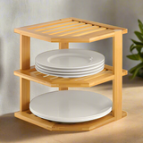 Multifunctional 3-Tier Corner Bamboo Kitchen Storage Spice Rack Space Optimized & Strong