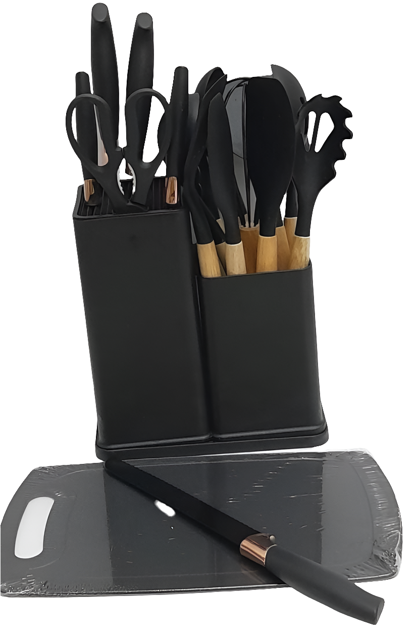 19 in 1 Heat Resistant Silicone Spoon Set – Black & Grey