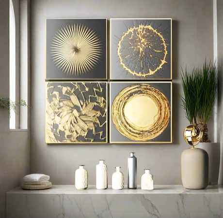 Furaha Finds 60x40cm 4Piece High Quality Canvas Wall Art  Minimalist wooden frame artwork for modern living room and home decor.
