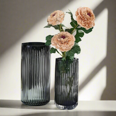 Furaha Finds High quality Modern Creative Dark Glass Vase 28 cm elegant decorative home accent for stylish living room, dining, bedroom, and office decor.