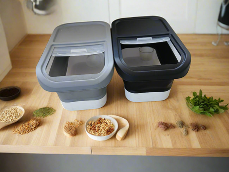 Collapsible Cereal Storage Container 14L Capacity, Space Saving Design, Available in Black- Furaha Finds Kenya