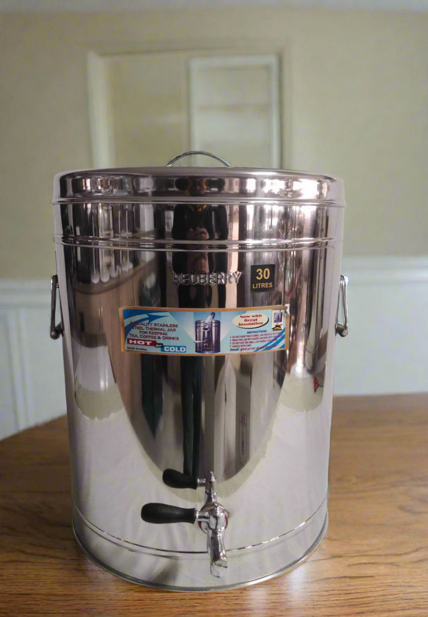 Redberry 30 Litre Insulated Tea Urn | Large Capacity Stainless Steel Hot Water Dispenser with Temperature Control