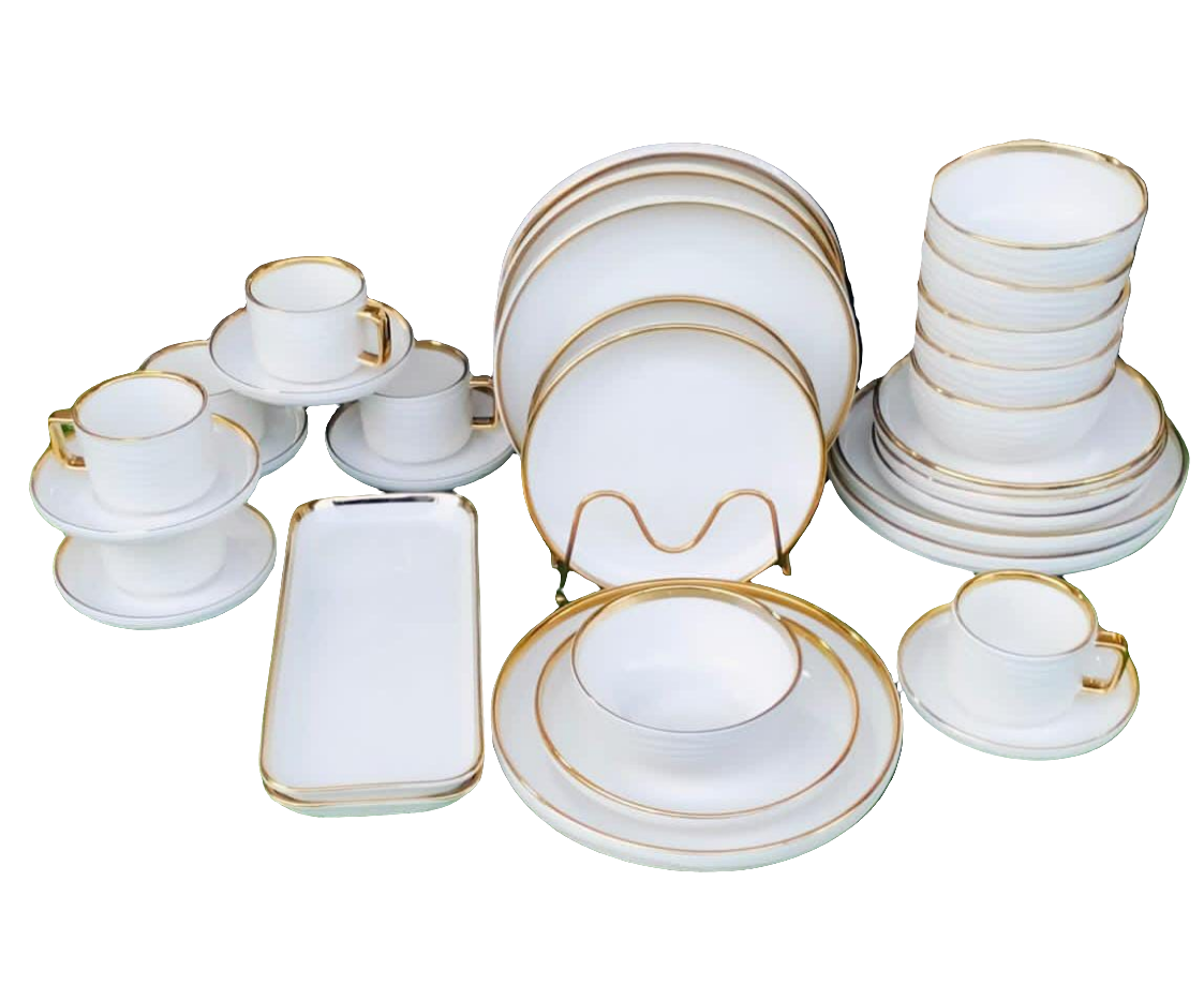 32pcs Elegant European Porcelain Dinner Set – Plates, Bowls, Mugs, and Platters
