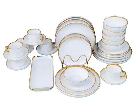 32pcs Elegant European Porcelain Dinner Set – Plates, Bowls, Mugs, and Platters