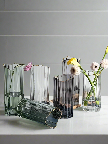 Furaha Finds Nordic Modern Creative Dark Glass Vase 28 cm elegant decorative vase for stylish home,dining,office,and event decor,perfect for floral arrangements.
