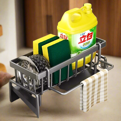 Kitchen Sink Caddy with Water Draining Tray Carbon Steel and Plastic Tray- Furaha Finds Kenya