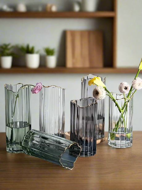 Furaha Finds Nordic Modern Creative Dark Glass Vase 28 cm elegant decorative vase for stylish home,dining,office,and event decor,perfect for floral arrangements.
