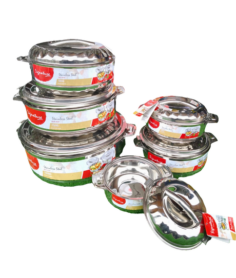 6pcs Big Size Stainless Steel Insulated Hotpot Set with Serving Spoons