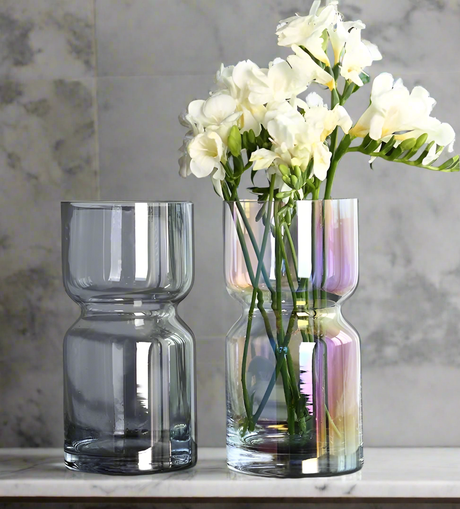 Furaha Finds Modern Creative Dark Glass Vase 35 cm elegant decorative vase for home and office decor, perfect for fresh or artificial floral arrangements.