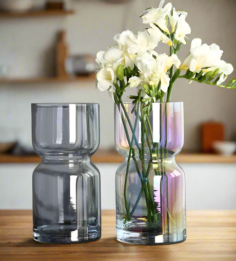 Furaha Finds Modern Creative Dark Glass Vase 35 cm elegant decorative vase for home and office decor, perfect for fresh or artificial floral arrangements.