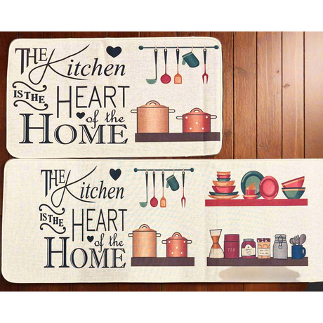 2pc AntivSlip Rubber Bottom Kitchen Mats Durable Kitchen Floor Mats Set (45x120cm & 45x75cm)- Furaha Finds Kenya