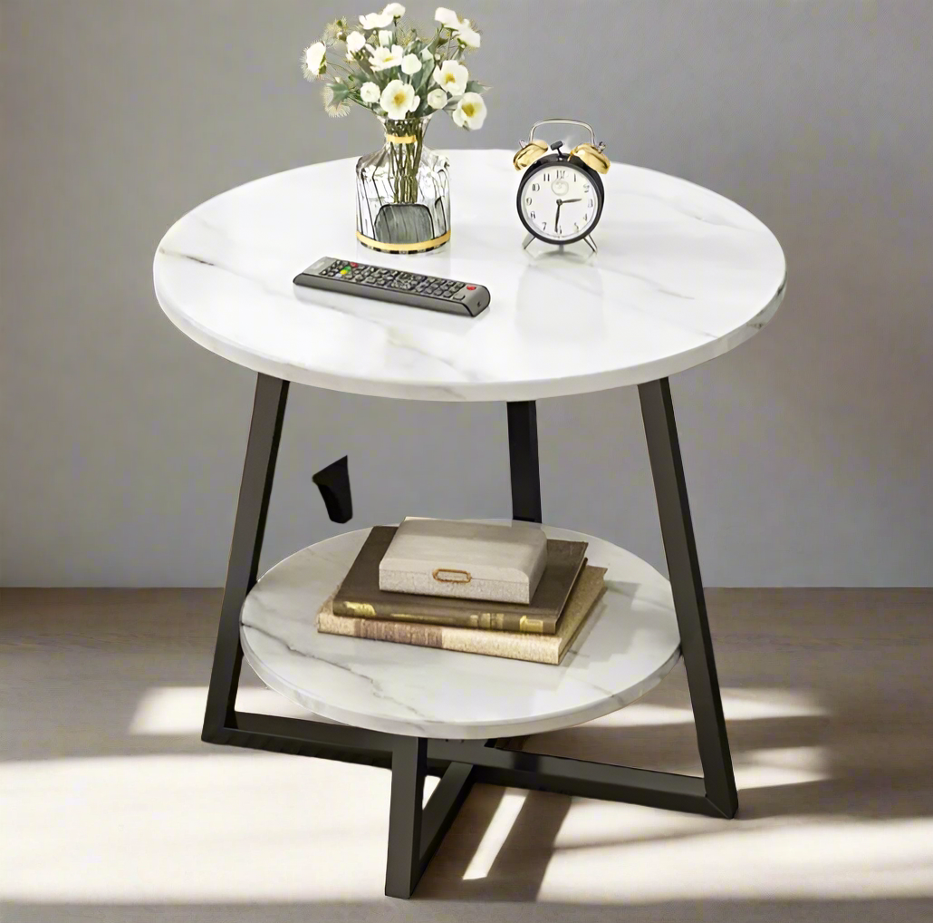 Furaha Finds Eye Catching Luxury Double Layered Coffee Side Table Elegant and modern home accent table with spacious storage, perfect for living rooms, bedrooms, and offices.