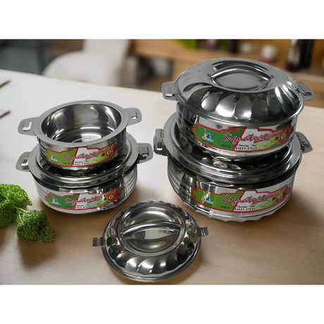 Signature Stainless Steel Hot Pot 4Piece Set 1000ml,1500ml,2500ml and 3500ml Insulated Food Warmers