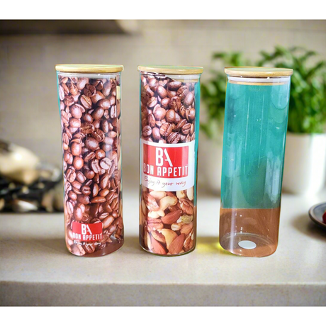 Bon Appetit 2.1L Storage Jar Transparent Glass Jar with Bamboo Lid for Food Storage