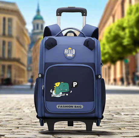 Furaha Finds Rolling Trolley Kids Cartoon School Bag  High capacity, waterproof wheeled backpack (40x21x32cm) for school and travel.