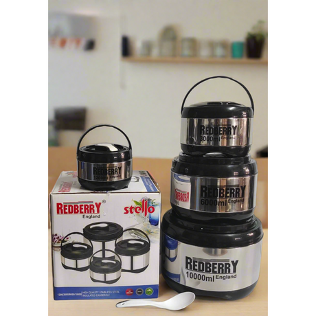 Stainless Steel Insulated Hotpot Set "Stello" | 4 Piece Set | 1200ml, 3000ml, 6000ml, 10000ml- Furaha Finds Kenya