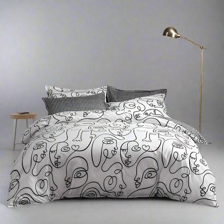 Abstract Print Duvet Cover Soft Luxurious Microfiber Fabric 220 x 240 cm