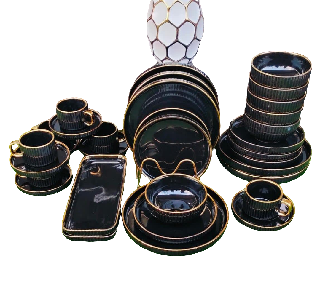 32pcs Elegant European Porcelain Dinner Set – Plates, Bowls, Mugs, and Platters