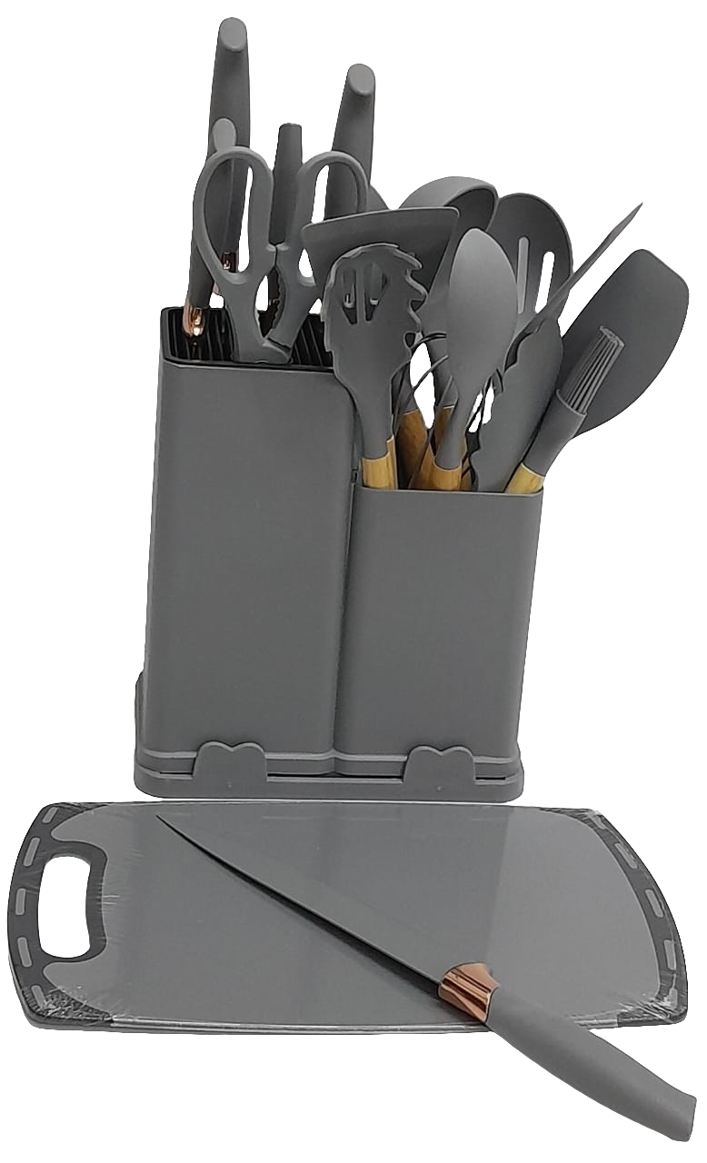 19 in 1 Heat Resistant Silicone Spoon Set – Black & Grey