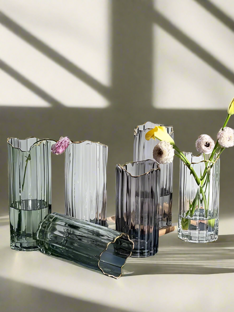 Furaha Finds Nordic Modern Creative Dark Glass Vase 28 cm elegant decorative vase for stylish home,dining,office,and event decor,perfect for floral arrangements.
