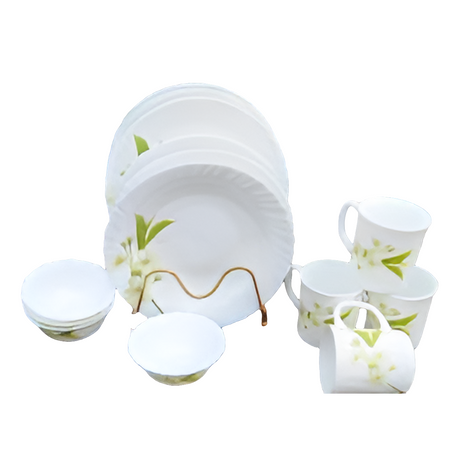 High Quality Ceramic 16 Pcs Classique Dinner Set | Snowdrops | Ideal for both casual meals and formal dining settings- Furaha Finds Kenya