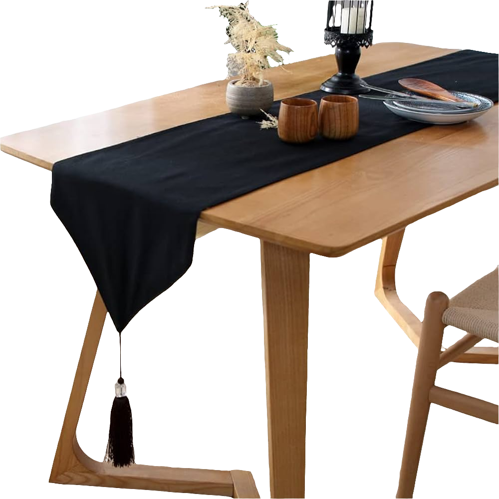 Luxurious Cotton Table Runner 30x200cm in White or Black
