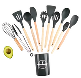 12 in 1 Silicone Cooking & Serving Spoon Set with Holder – Multiple Colours